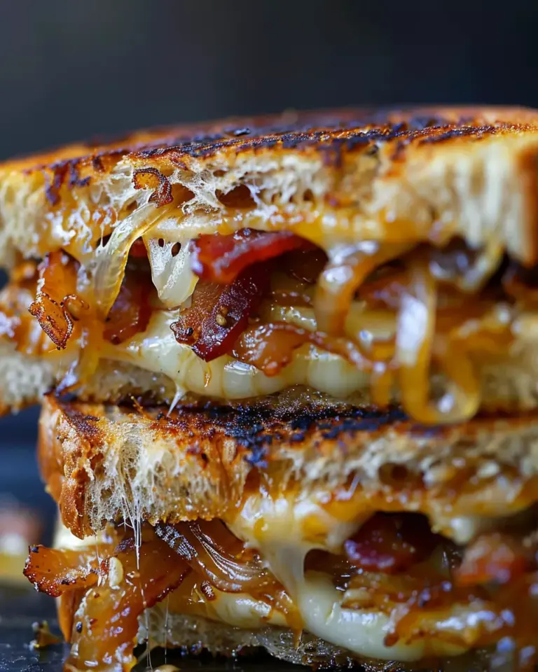 Indulge In Bacon And Caramelized Onion Grilled Cheese Sandwiches