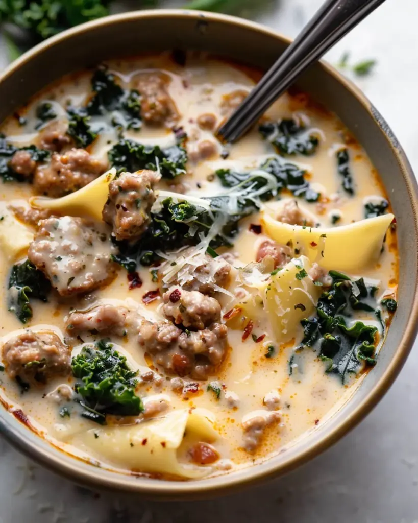 Creamy White Lasagna Soup