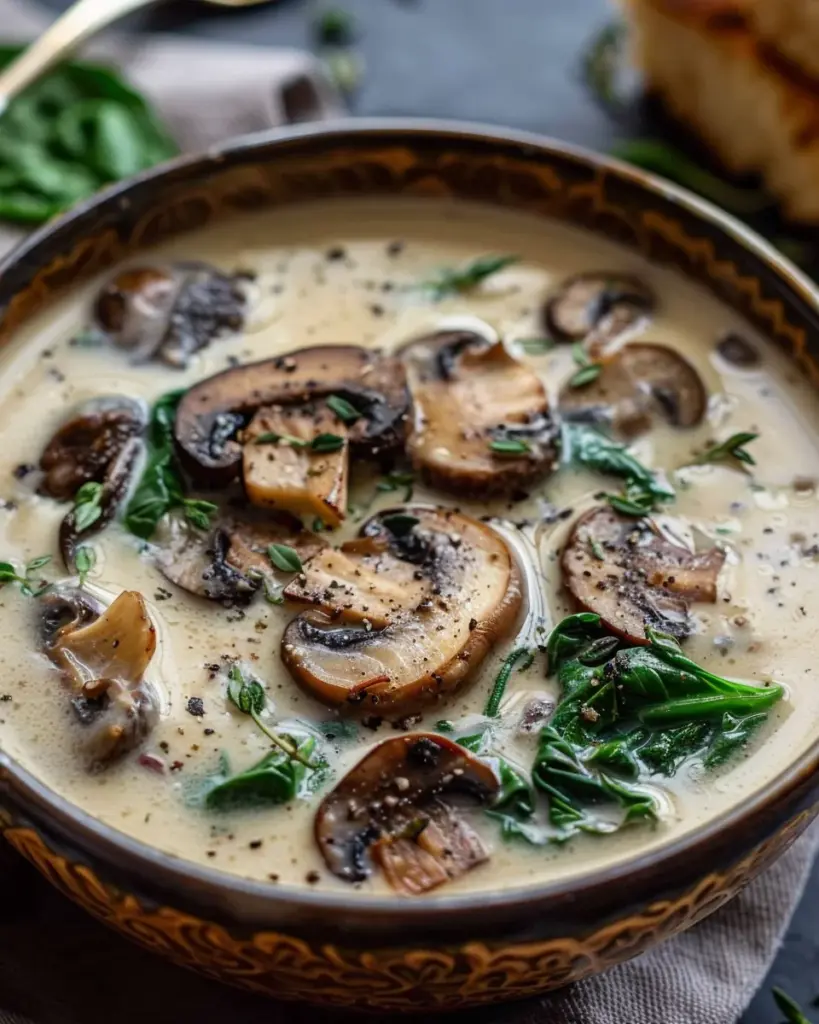 Creamy Mushroom & Spinach Soup