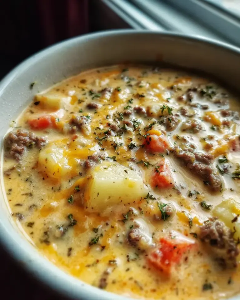 Crockpot Creamy Potato & Hamburger Soup | Easy Recipe