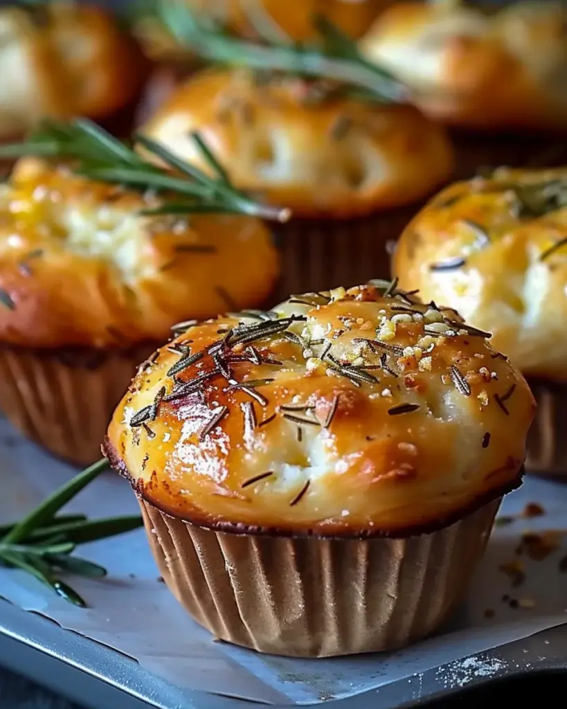 Easy Garlic Rosemary Focaccia Muffins