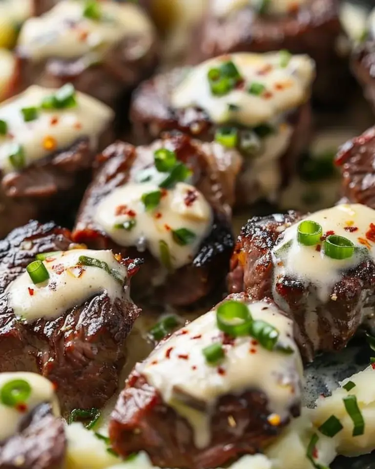Garlic Butter Steak Bites with Parmesan Cream Sauce