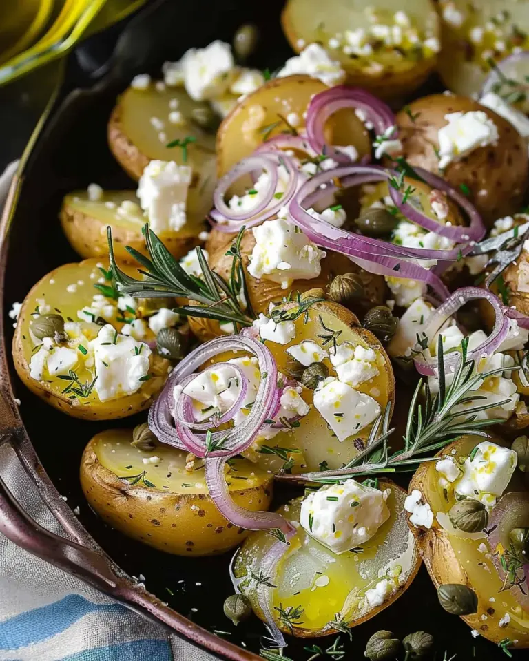 Quick smashed Greek potatoes with feta and rosemary