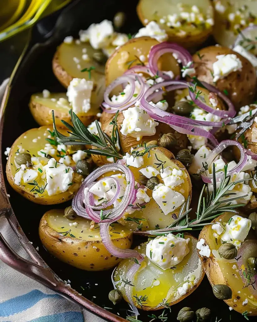 Quick smashed Greek potatoes with feta and rosemary