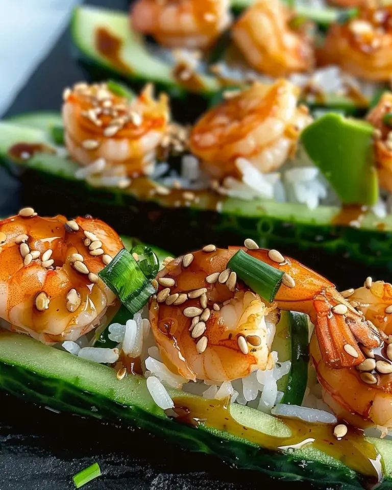 Shrimp Avocado Cucumber Boats