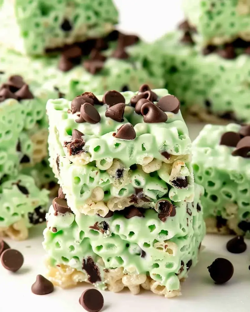 Mint Chocolate Chip Rice Krispie Treats