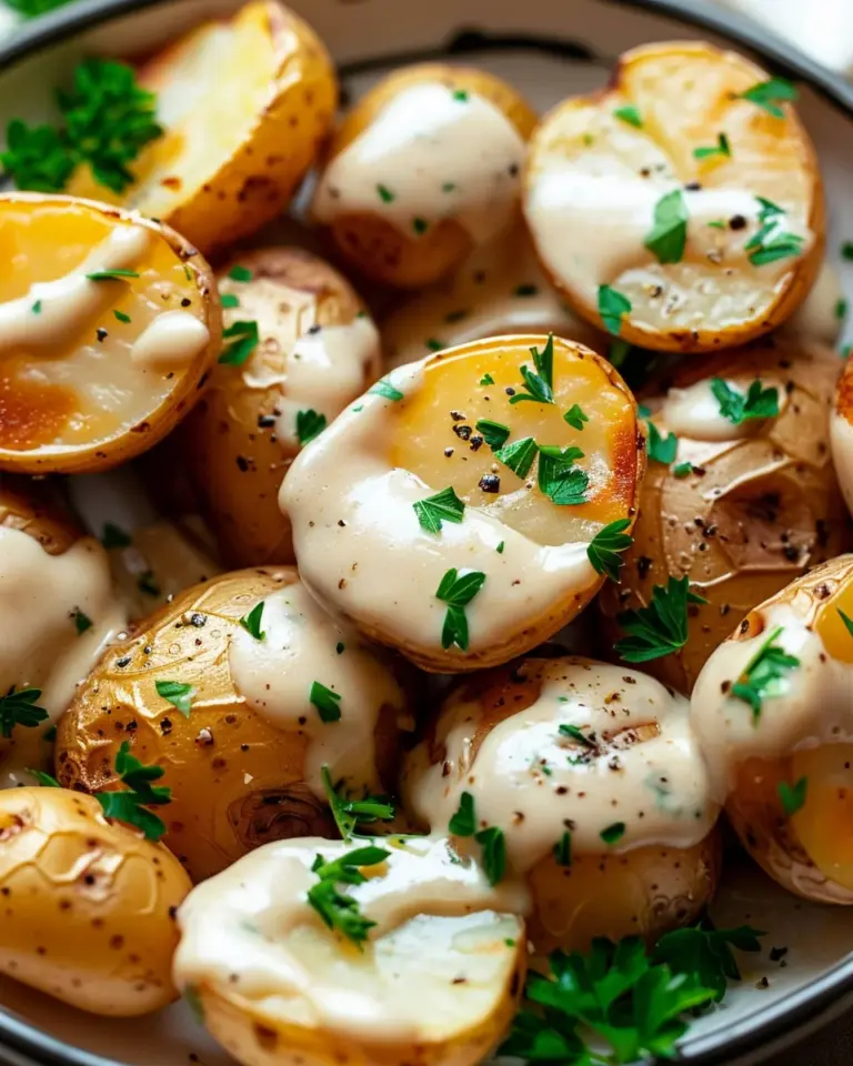 Creamy Garlic Sauce Baby Potatoes