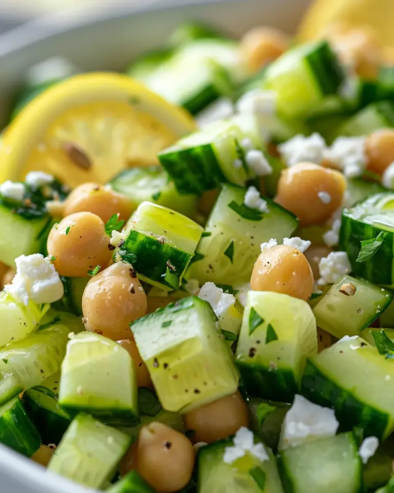 Cucumber Chickpea Feta Lemon