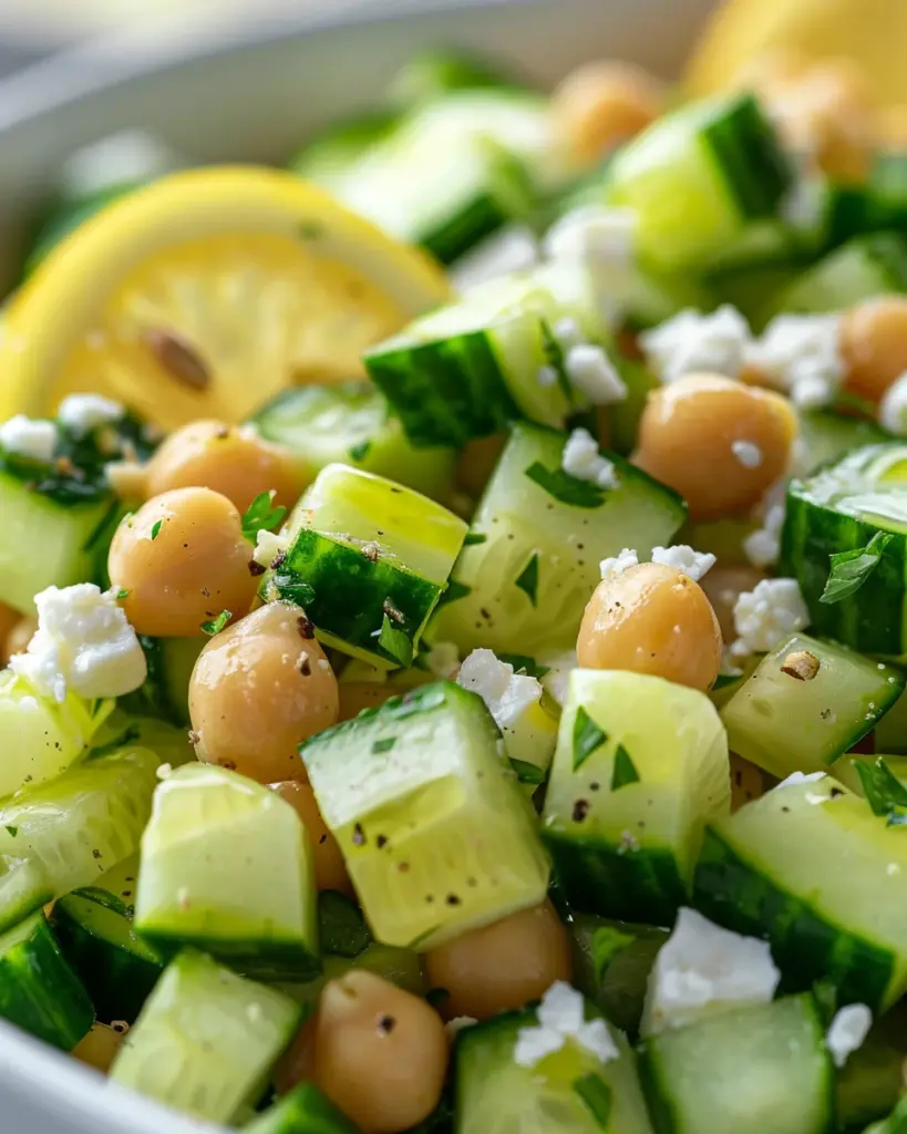 Cucumber Chickpea Feta Lemon