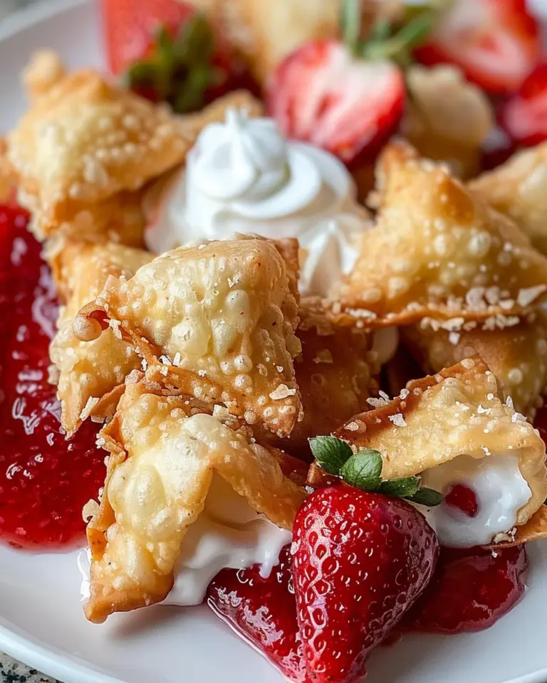 Deep-Fried Strawberry Cheesecake Stuffed Wonton Bites: Irresistibly Crispy!