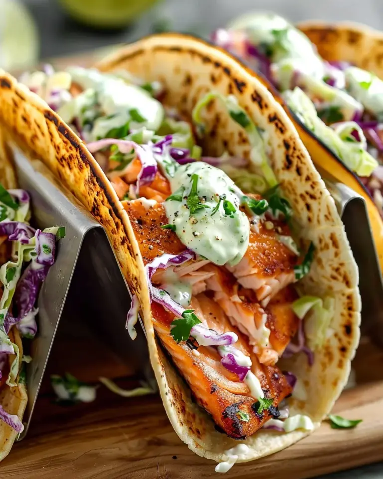 Air Fryer Salmon Tacos with Slaw