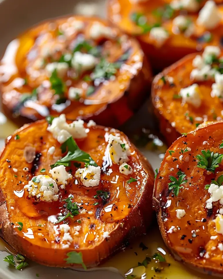 Roasted Sweet Potato Rounds with Honey & Feta