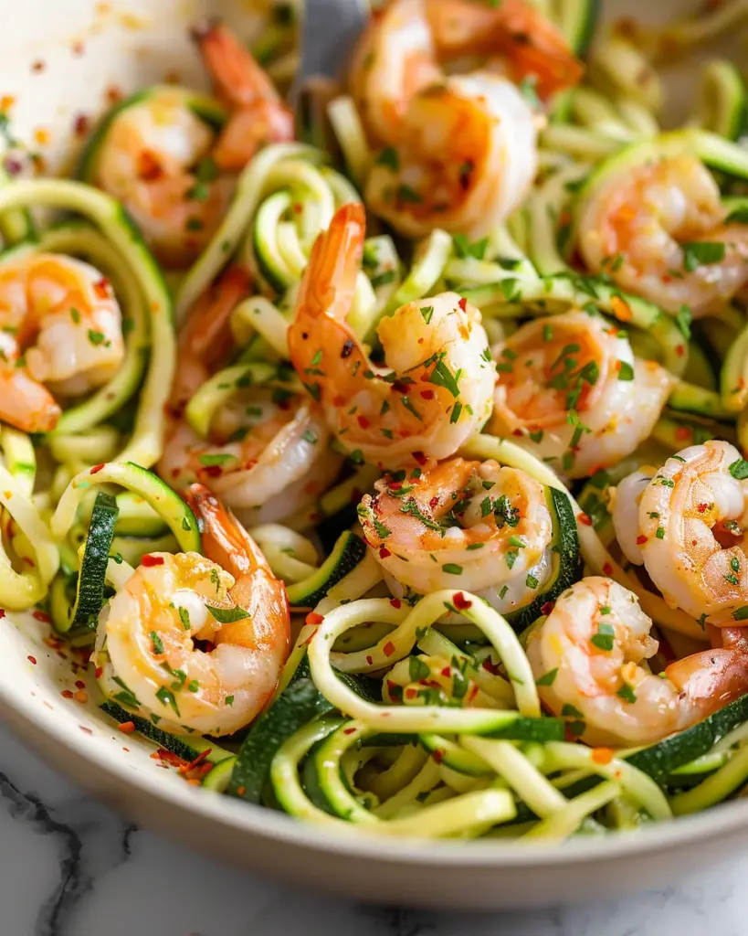 One Pan Garlic Shrimp And Zucchini Noodles