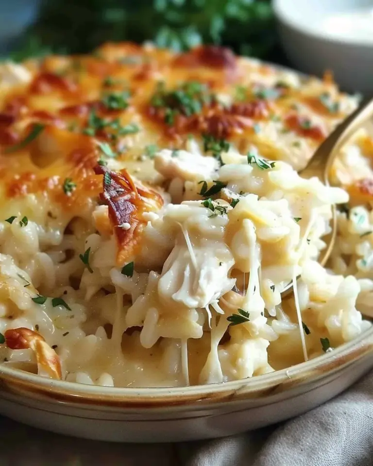Dump-and-Bake Chicken Alfredo Rice Casserole
