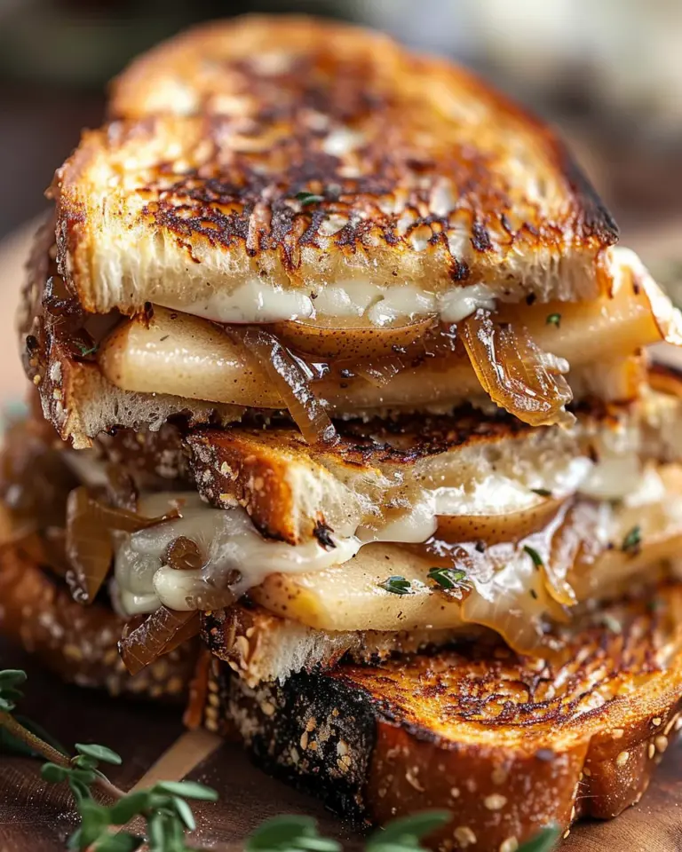 Pear & Apple Grilled Cheese With Caramelized Onions