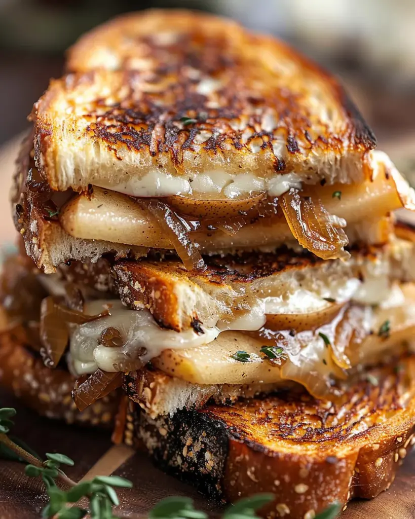 Pear & Apple Grilled Cheese With Caramelized Onions