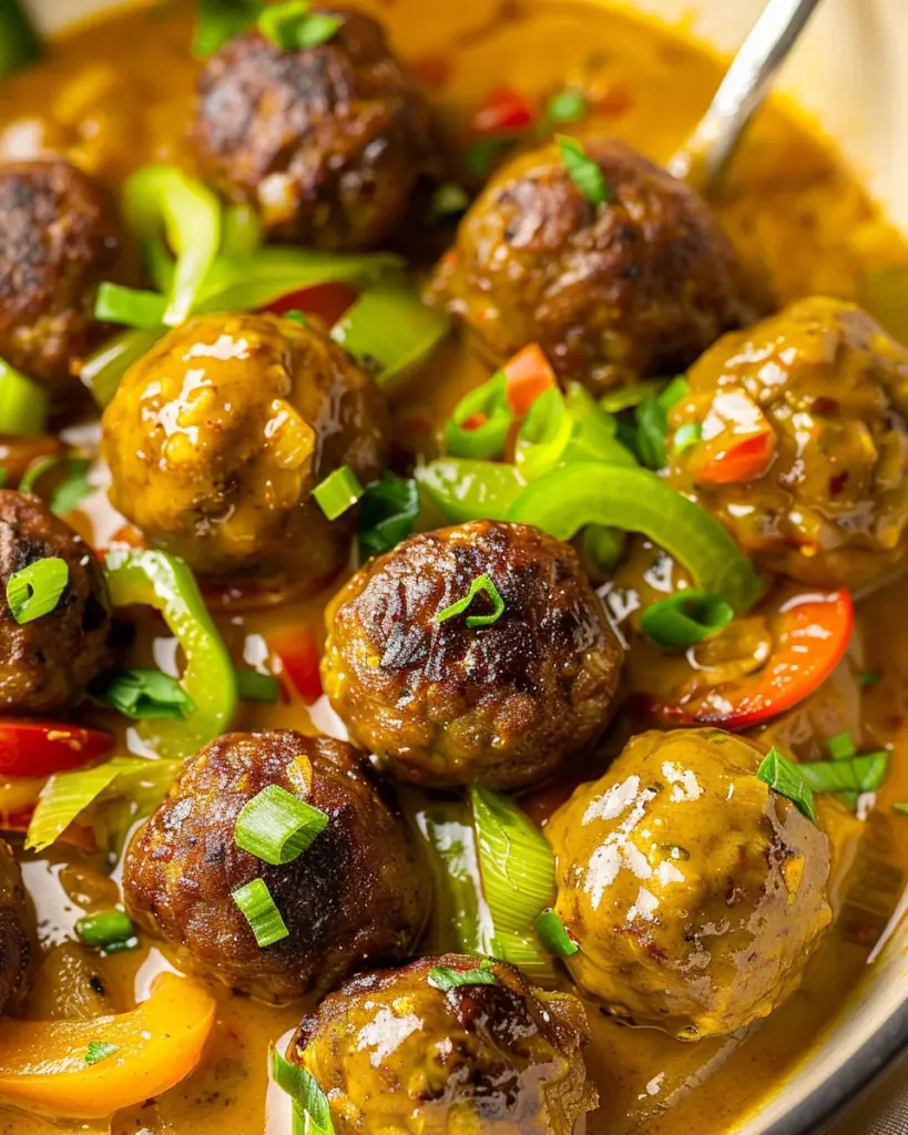 Jerk Meatballs In Coconut Curry Sauce