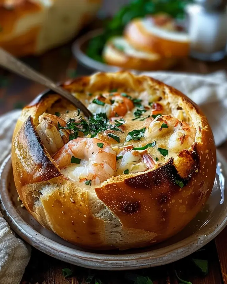 Stuffed Seafood Soup Bread Bowl
