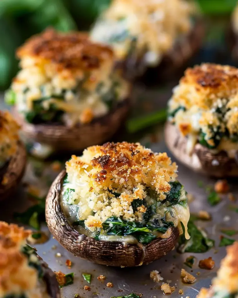 Cheesy Spinach Stuffed Mushrooms