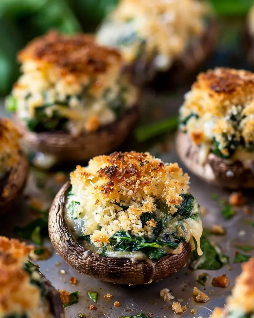 Cheesy Spinach Stuffed Mushrooms