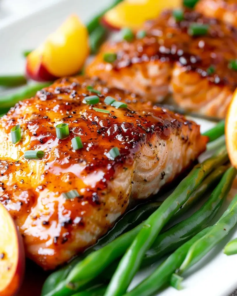 Bourbon Peach Glazed Salmon