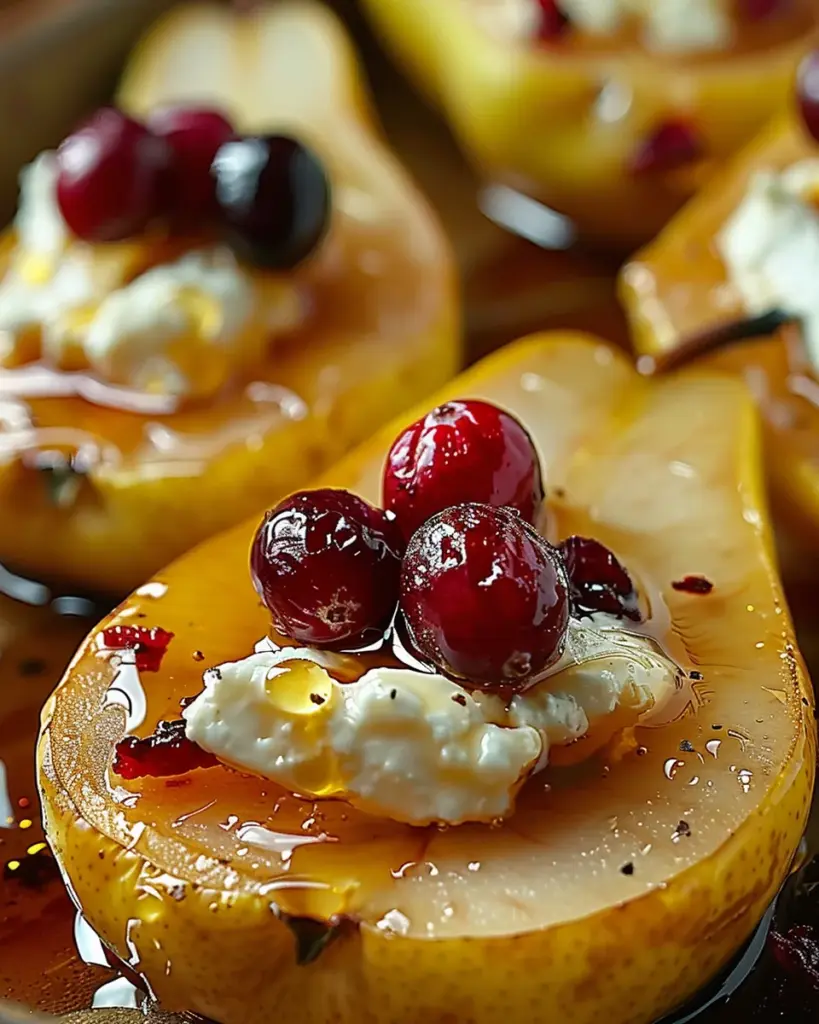Baked Pears with Goat Cheese, Honey, and Cranberries 4 7 1 30