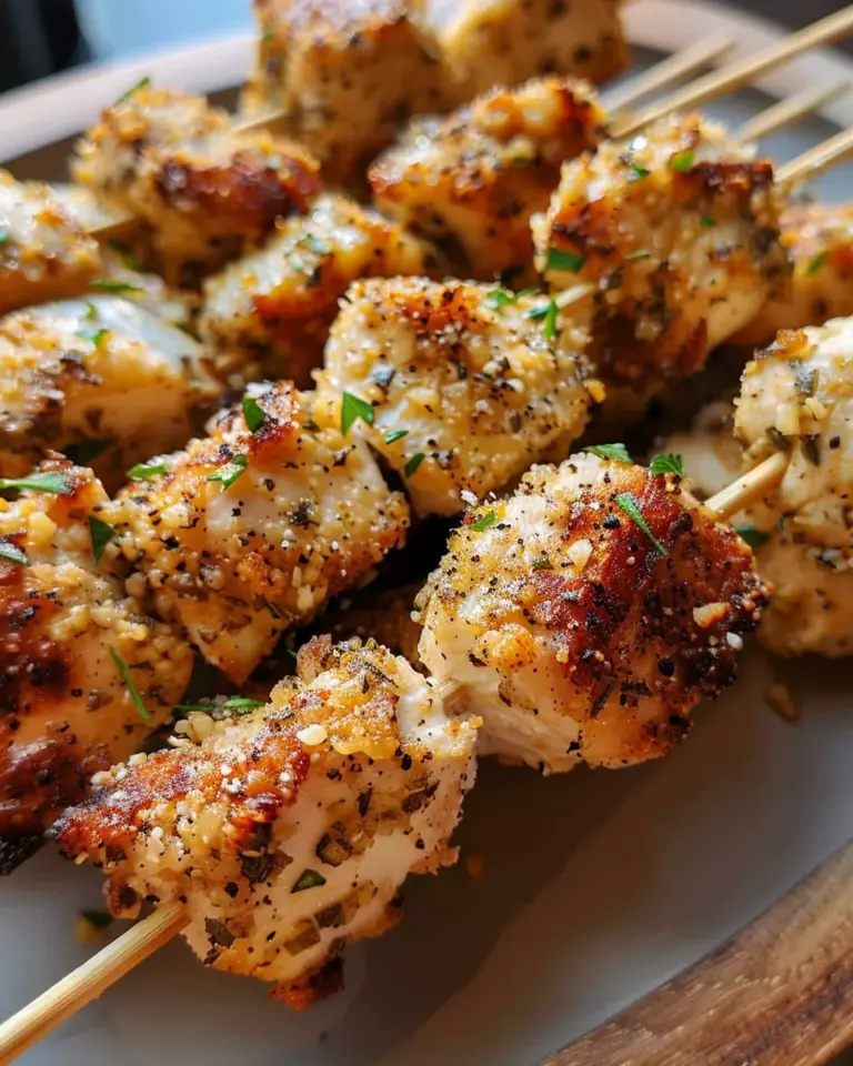 Crispy Air Fryer Garlic Parmesan Chicken Skewers – Irresistible!