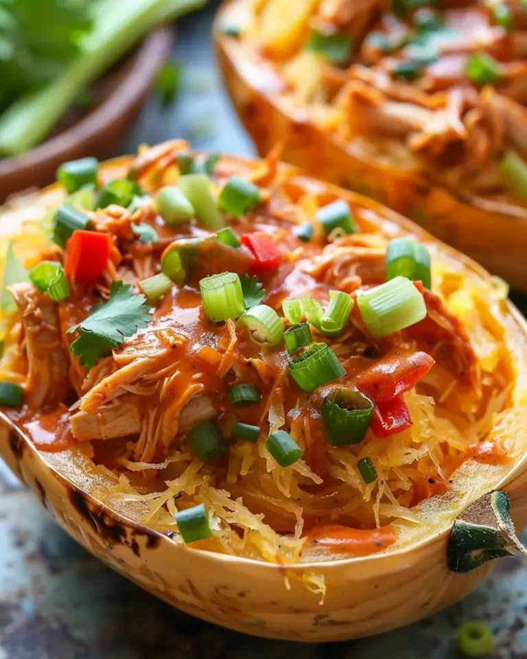 Buffalo Chicken Stuffed Spaghetti Squash