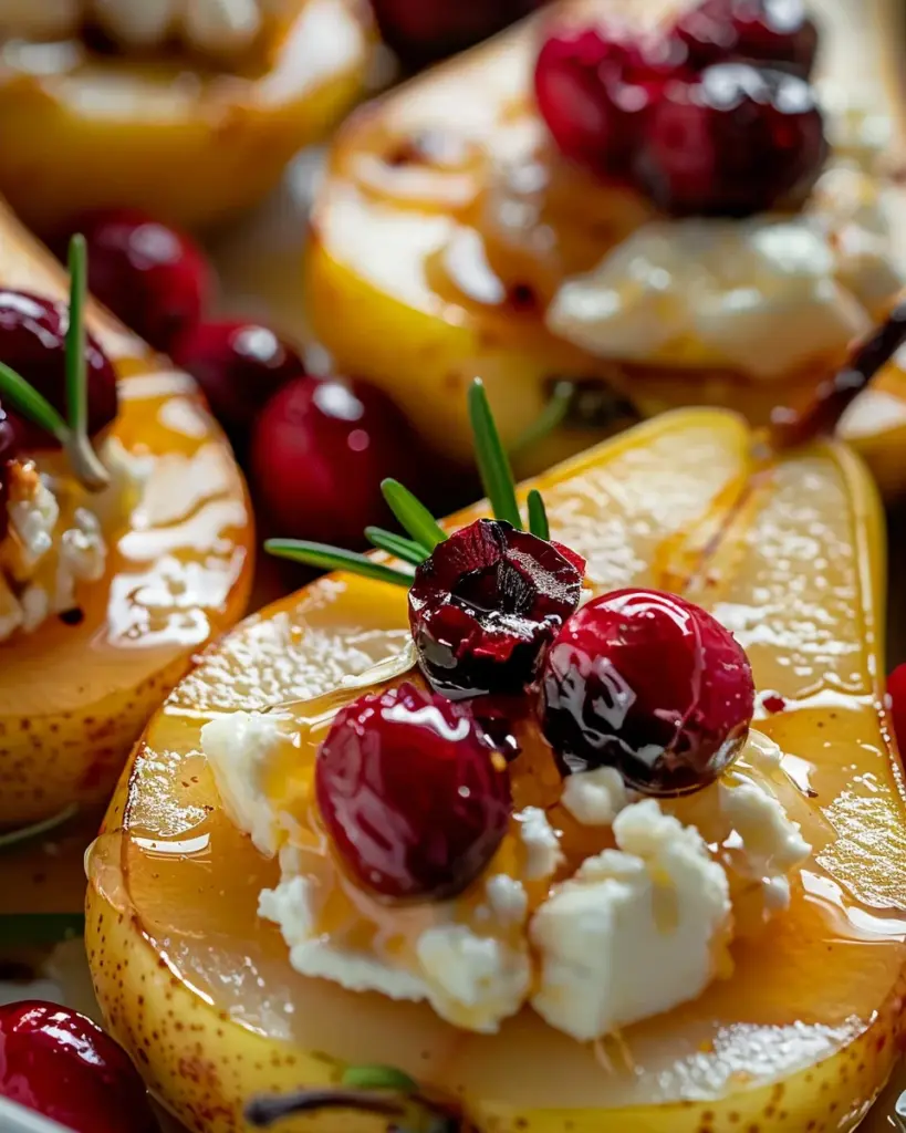 Baked Pears with Goat Cheese, Honey, and Cranberries 5 7 2 29