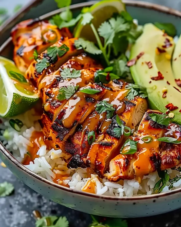 Sweet Chili Chicken Bowl with Coconut Lime Drizzle