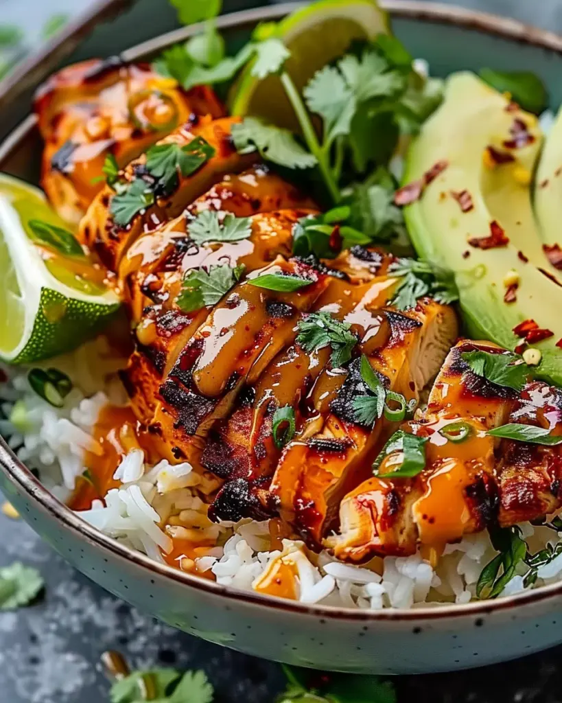 Sweet Chili Chicken Bowl with Coconut Lime Drizzle