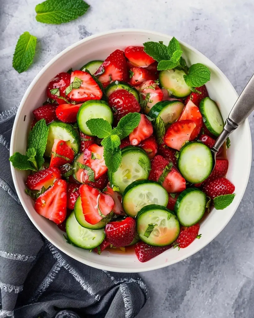 Cucumber Strawberry Salad (Just 6 Ingredients)