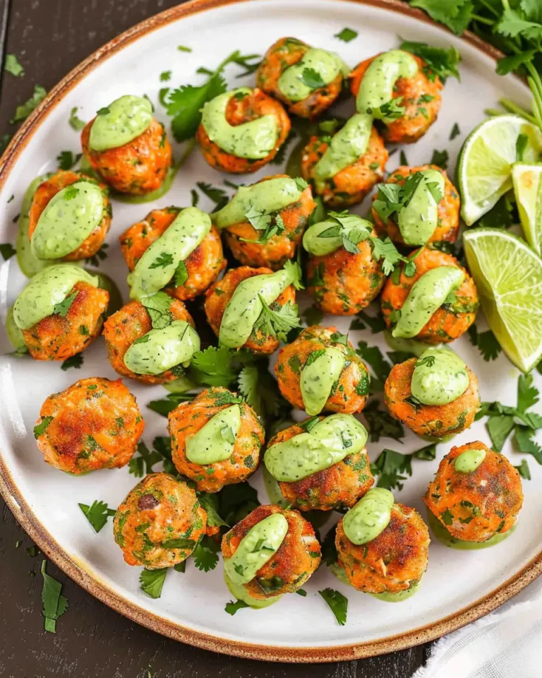 Baked Salmon Meatballs with Creamy Avocado Sauce