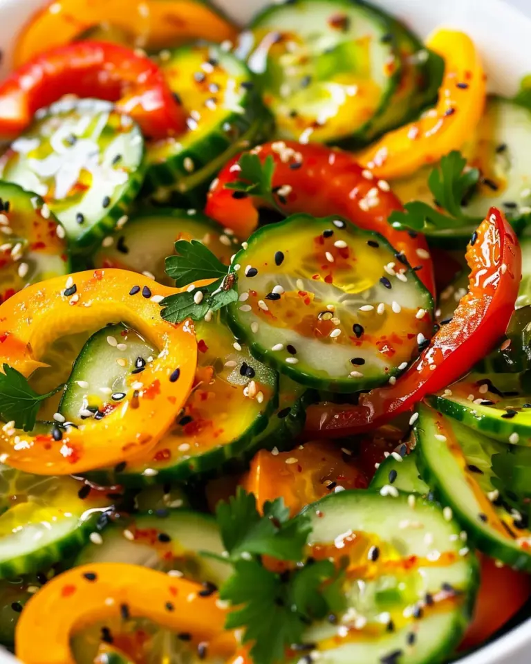 Viral TikTok Cucumber & Bell Pepper Salad