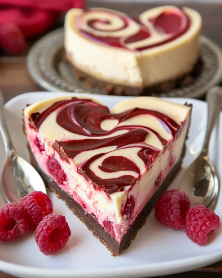 White Chocolate Raspberry Heart Cheesecake
