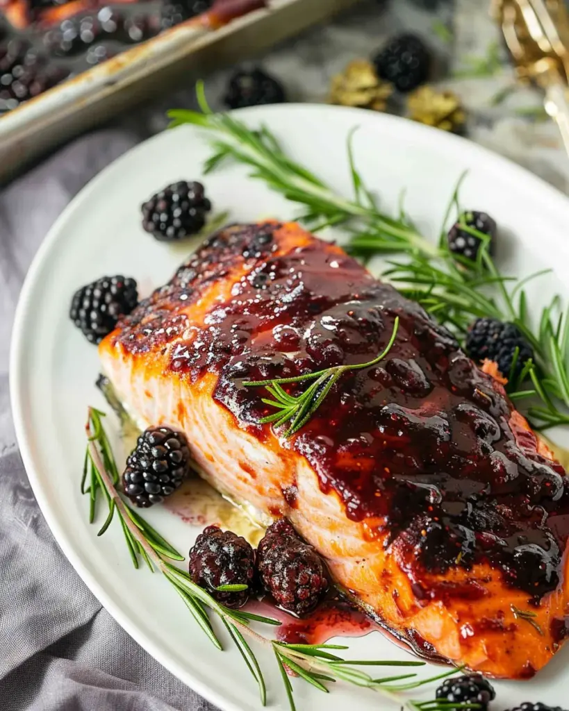 Oven Baked Salmon with Blackberry Barbecue Sauce