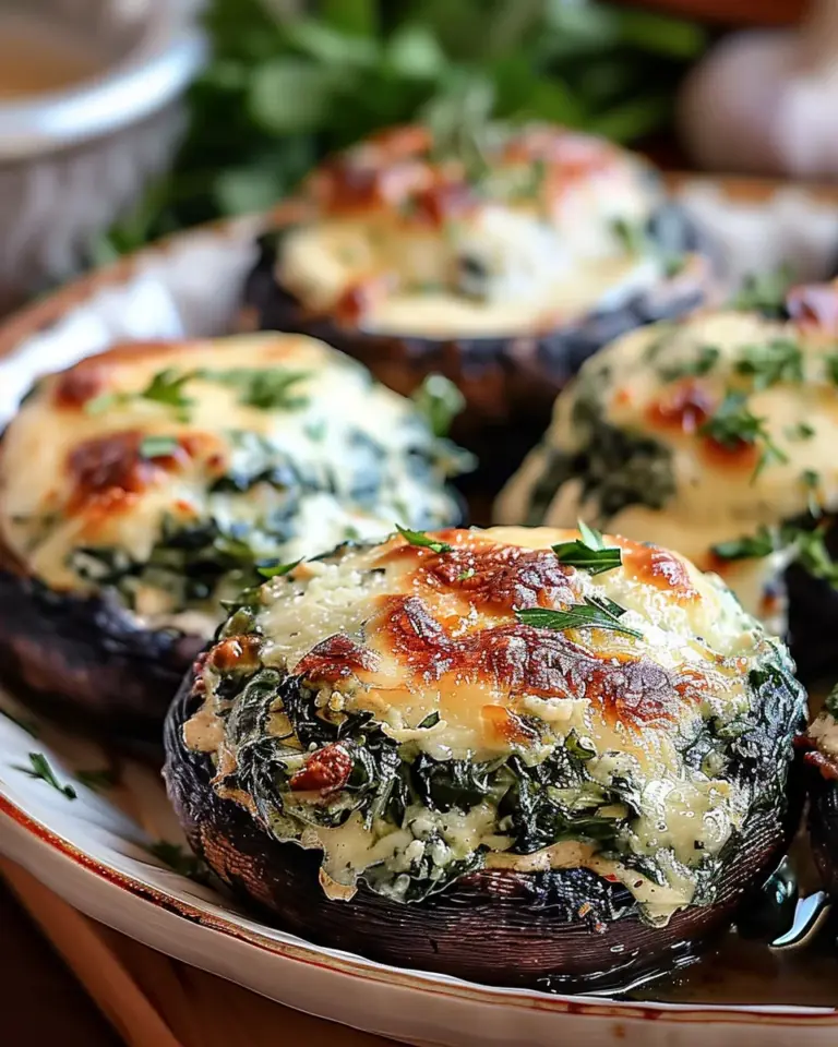 Spinach Cheese Stuffed Portobello Mushrooms