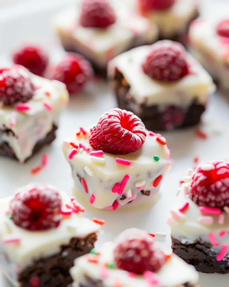 White Chocolate Raspberry Brownie Bites