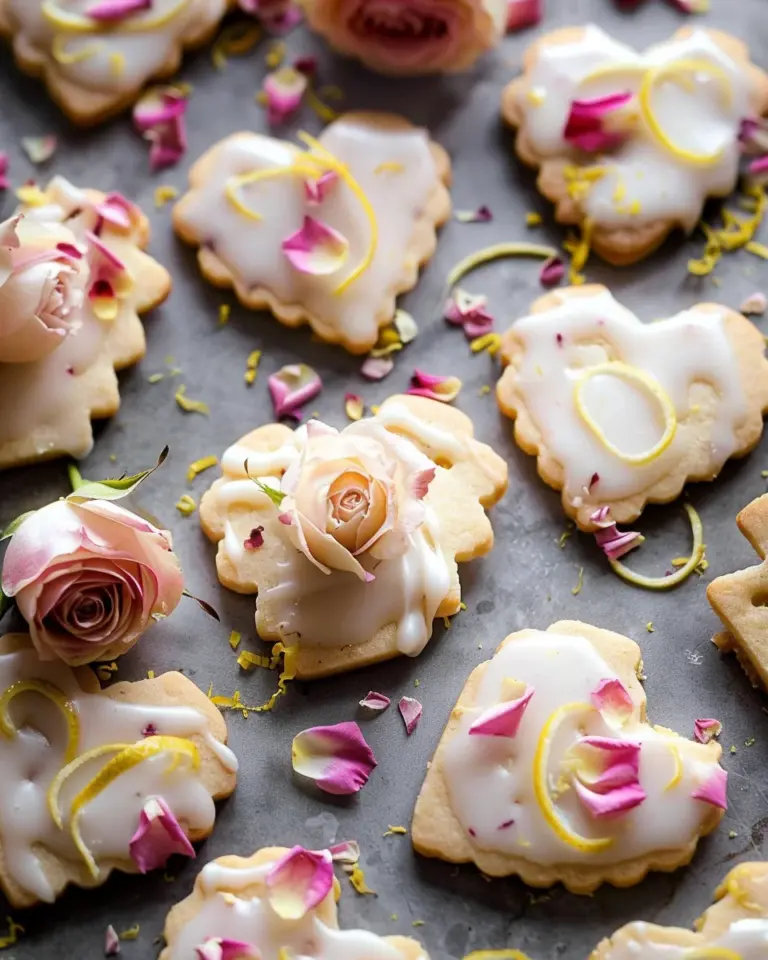 Lemon Rose Shortbread Cookies