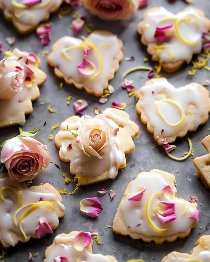 Lemon Rose Shortbread Cookies