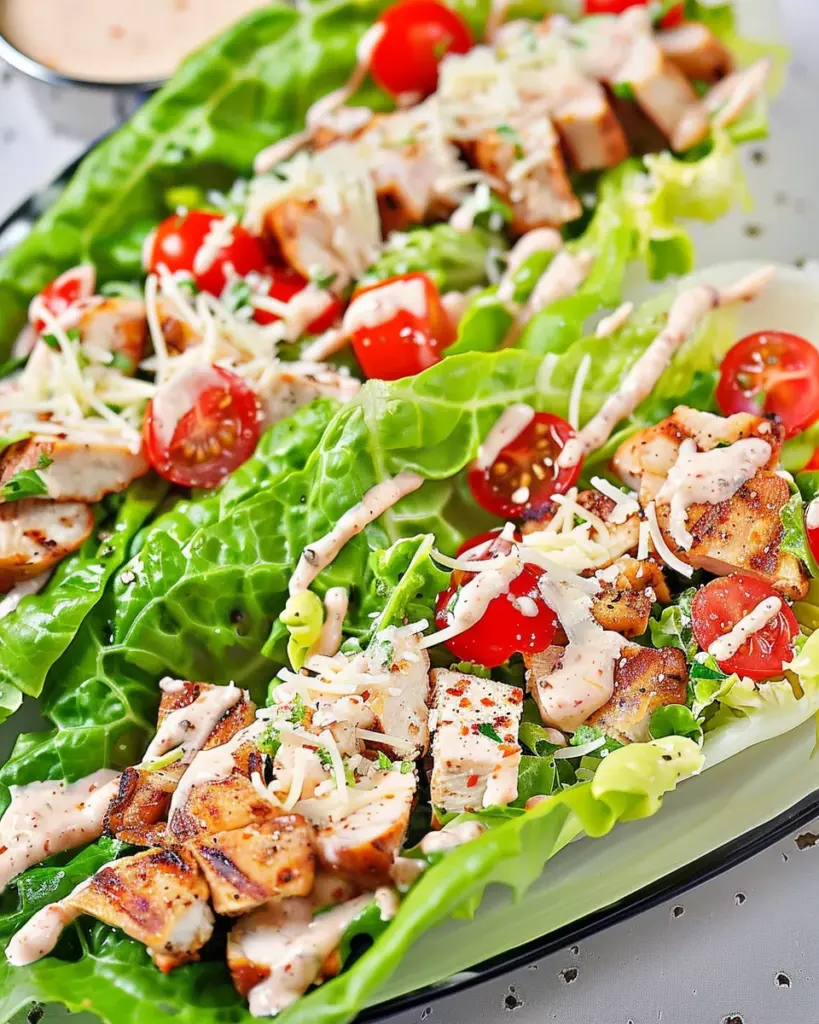 Keto Chicken Caesar Romaine Lettuce Boats
