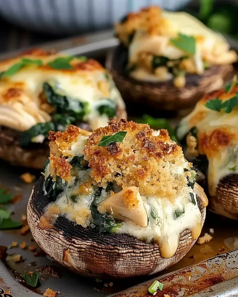 Spinach and Chicken Stuffed Mushrooms