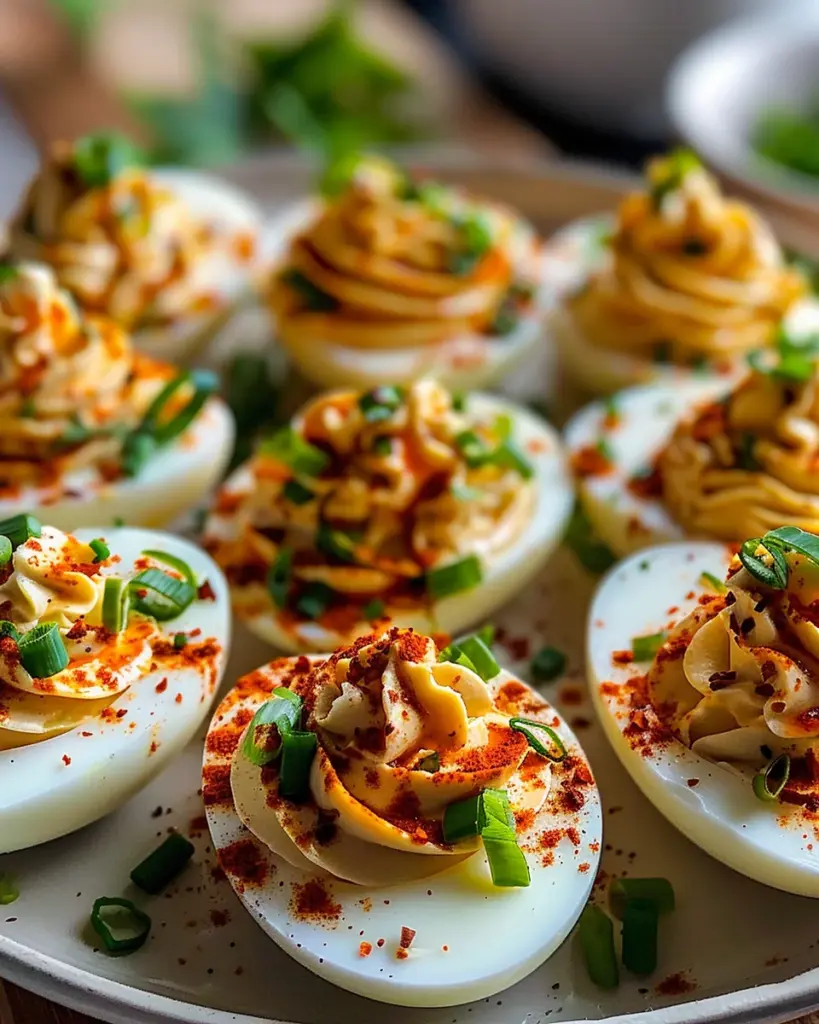 Spicy Chili Garlic Deviled Eggs
