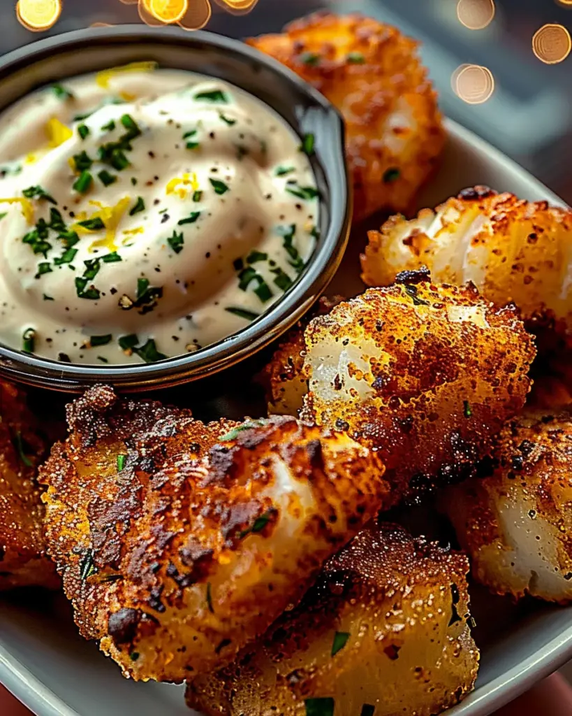 Garlic Butter Cod Bites with Creamy Lemon Herb Dip
