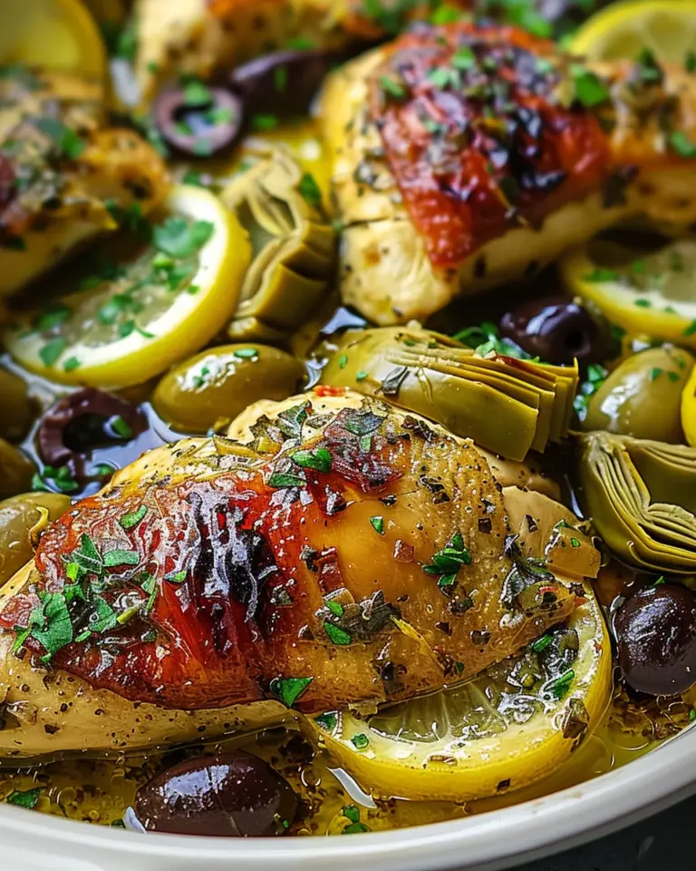 Mediterranean Lemon Chicken with Artichokes & Olives