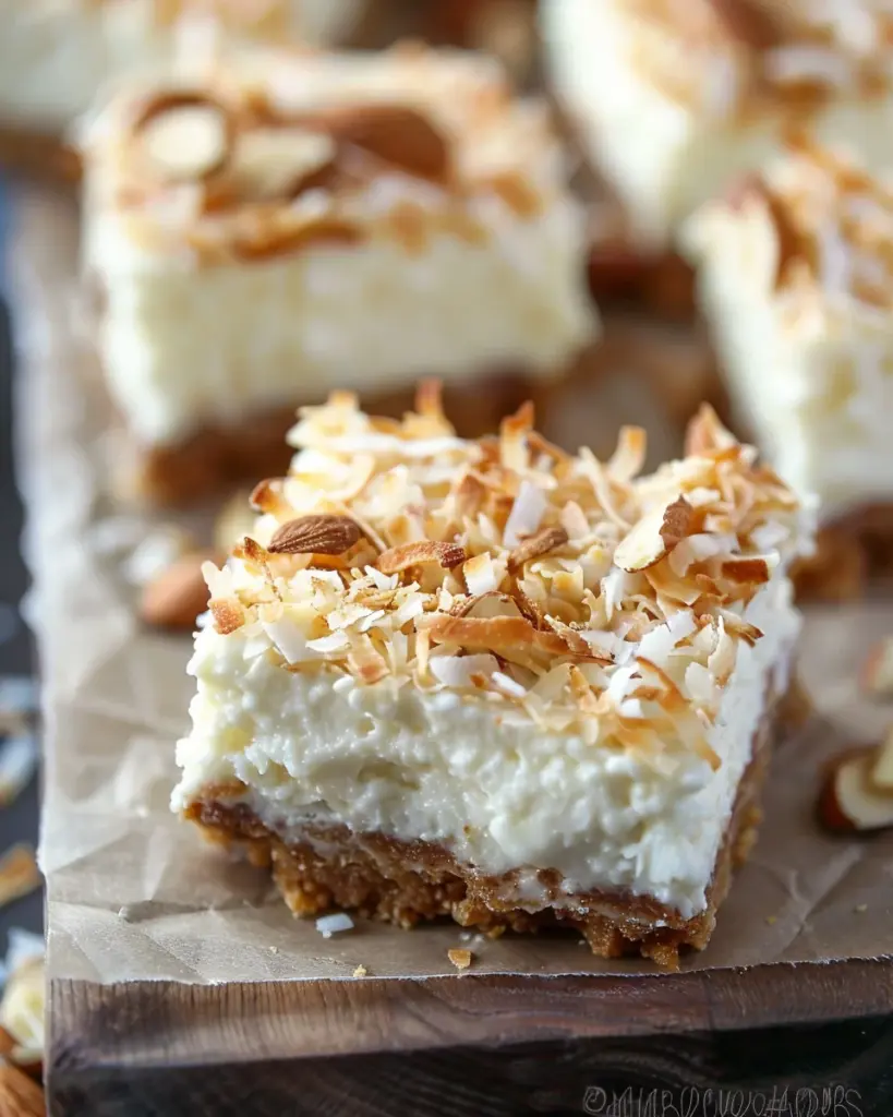 Skinny Coconut Cheesecake Bars