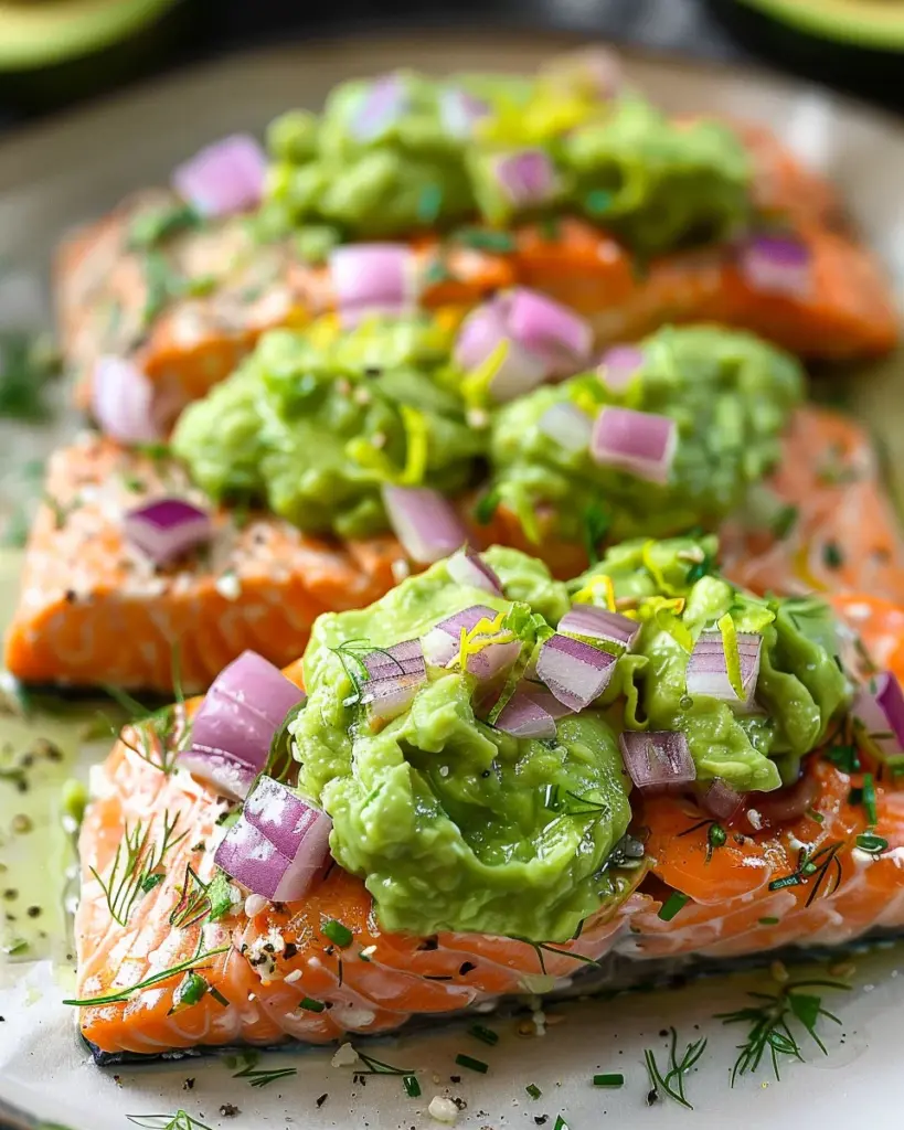 Baked Salmon with Avocado Mash