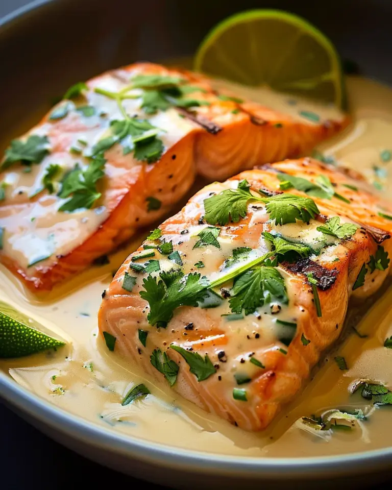 Poached Salmon in Coconut Lime Sauce