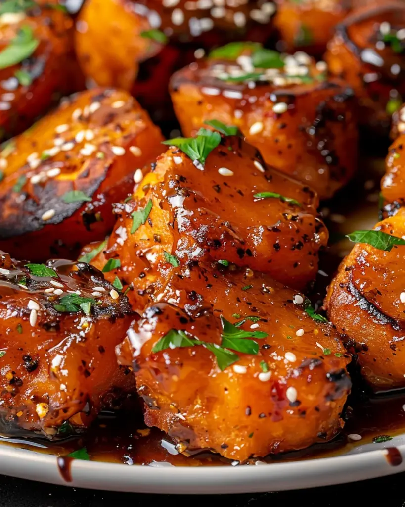 Honey Chili Smashed Sweet Potatoes
