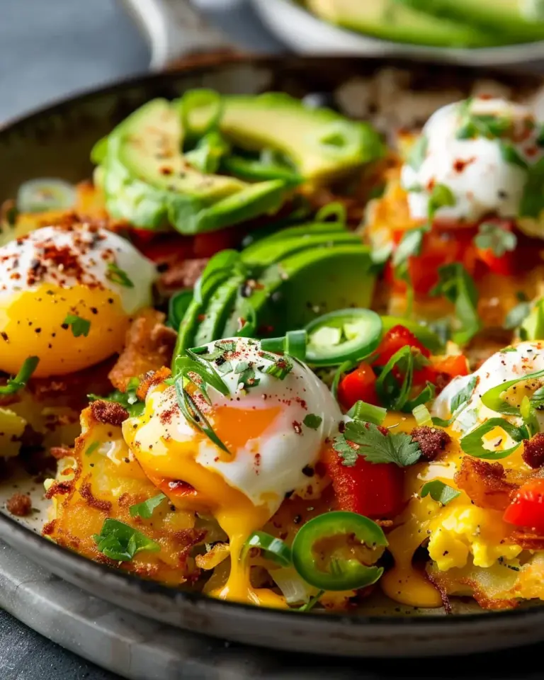 Loaded Hash Browns with Scrambled Eggs